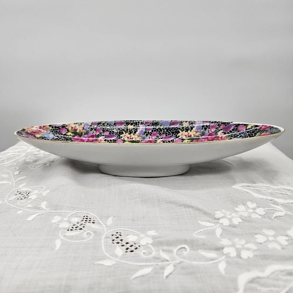 Arnart 5th Ave Royal Mint Floral Lace Oval Porcelain Tray Gold‎ Trim 2178 Japan